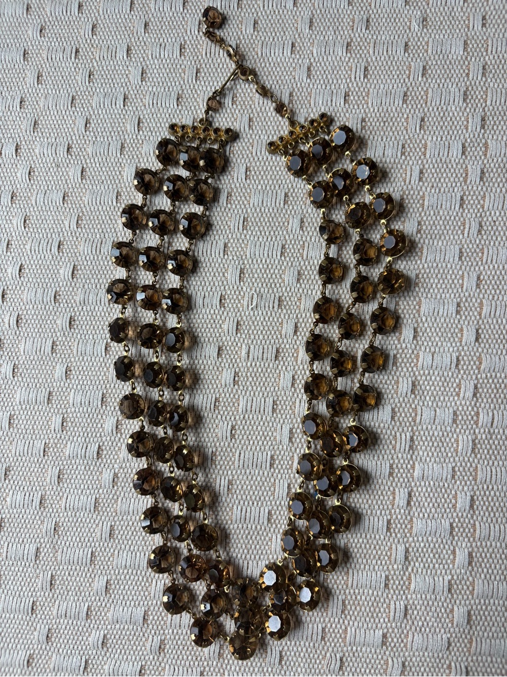 Vintage Necklace Smokey Quartz alike Glass Beads, 1920s Old World Gatsby Mobwife